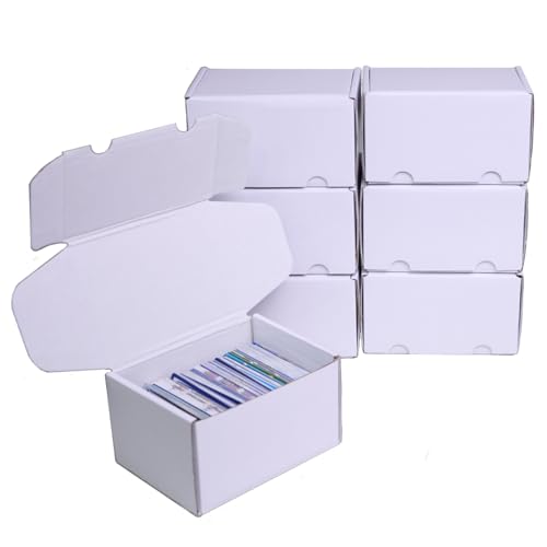 NUMINA 7 Pack Small Trading Card Storage Boxes Card Organizer with Dividers | 350 Cards Per Box, Secure Lid Design, Shipping Ready, Dividers & Labels Included, Heavy-Duty Cardboard, Fits TCG & Sports - size: 6 in (7-Pack)