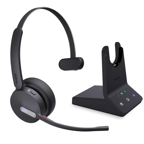 Yealink WH64 Teams Mono DECT & Bluetooth Wireless Headset, 606ft Range Microsoft Certified, Single On Ear Headphone with 3X Noise Cancelling Mic, 26H Talk Time, Office Desk IP Phone, PC, Computer | Fits for PC Deskphone Cellphone, 606ft Range, 3X AI Noise