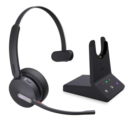 Yealink WH64 Teams Mono DECT & Bluetooth Wireless Headset, 606ft Range Microsoft Certified, Single On Ear Headphone with 3X Noise Cancelling Mic, 26H Talk Time, Office Desk IP Phone, PC, Computer | Fits for PC Deskphone Cellphone, 606ft Range, 3X AI Noise