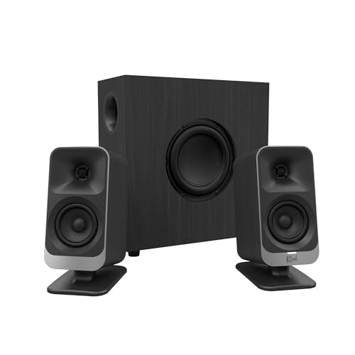 Klipsch ProMedia Lumina 2.1 컴퓨터 게이밍 시스템, 서브 우퍼 및 RGB 조명 효과 내장