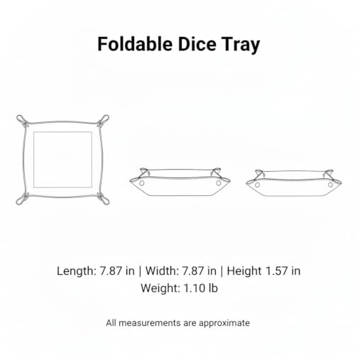 1-Pack Foldable Dice Tray, PU Leather Rolling Mat for Tabletop RPGs and Board Games, 7.87 x 7.87 Inch