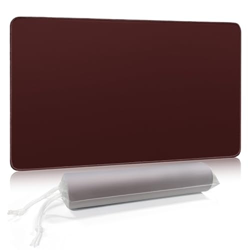 FROGIGO Solid Color TCG Playmat with Carry Bag, 24 x 14 in, 3mm Thick Stitched-Edge Card Game Mat, Non-Slip Rubber Base, No-Logo Play Mat for Trading Card & Tabletop Games - Crimson Red - color: Crimson Red