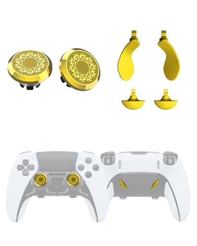 KD.FLY Metal Thumbsticks & Back Paddles for PS5 Edge Controller Joystick Replacement, Custom Analog Thumb Sticks Caps for PS5 Dual Sense Edge Stick Module, 2 Joystick, 4 Back Buttons, Celestial Cloud - color: Celestial Cloud