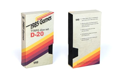 Sharp Edge DND Dice Set – Ruby Red Polyhedral Dice in Retro VHS Box – TTRPG Dice Set – Tabletop RPG Accessory (Set of 7) - style: Ruby Red