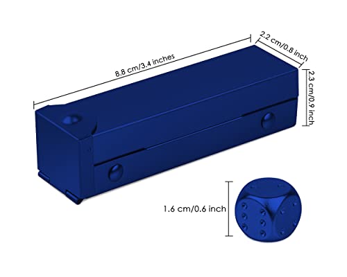 DS.DISTINCTIVE STYLE Aluminum Alloy Dice 5 Pieces 16mm Portable Metal Dices with Case 6 Sided Dice for Party Game - color: Blue, style: Rectangle