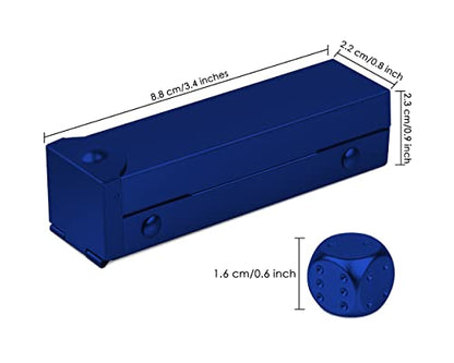 DS.DISTINCTIVE STYLE Aluminum Alloy Dice 5 Pieces 16mm Portable Metal Dices with Case 6 Sided Dice for Party Game - color: Blue, style: Rectangle