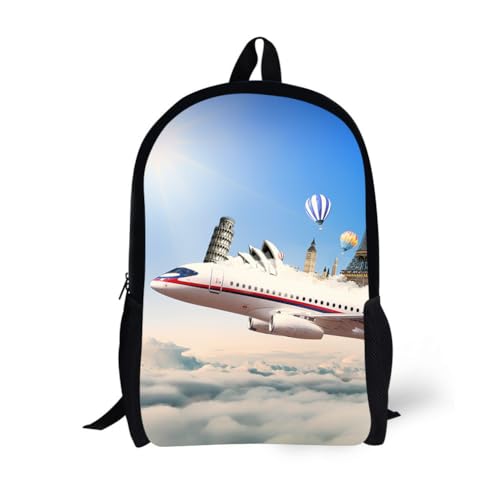 Plane Backpack 17 Inch Student Book Bag for Kids Boys Mens Aircraft Design - color: Plane Backpack 3