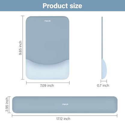 MOSISO Wrist Rest Support Mouse Pad & Keyboard Set, Aquamarine | Rectangular Ergonomic Mousepad, Non-Slip Base, Home/Office Pain Relief & Easy Typing, Neoprene Cloth & Raised Silicone Lining - color: Aquamarine