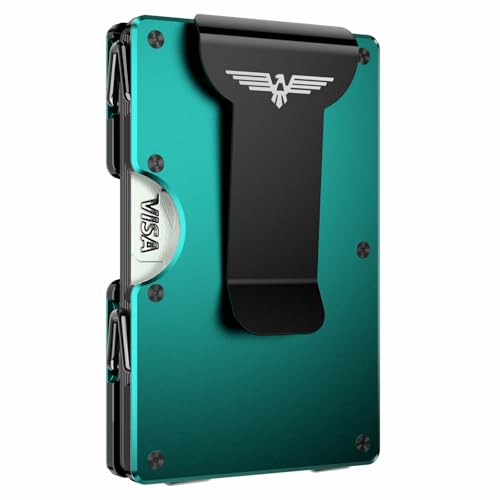 Lenvoten Upgraded Hinged Minimalist Wallet for Men, RFID Blocking Wallet | Slim Metal Aluminum, Credit Card Holder, Money Clip Holds 20 Cards, Premium Scratch-Resistant Finish, Ideal Gift for Men - color: S7-Forest Green