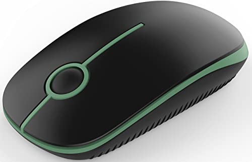 VssoPlor Wireless Mouse, 2.4G Slim Computer Laptop Mouse, Black and Green | Portable Mouse, Plug & Play USB Nano Receiver, Quiet Silent Optical Mice for Notebook, PC, Laptop, Computer, Windows, Mac - color: Black and Green