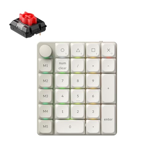Keychron K0 Max QMK Wireless Custom Number Low-Profile RGB Backlit (Hot-Swappable) Red Switch Keypad, 2.4 GHz & Bluetooth 5.3 Connection, 1000Hz Polling Rate - Retro Version - color: Red Switch, size: Retro