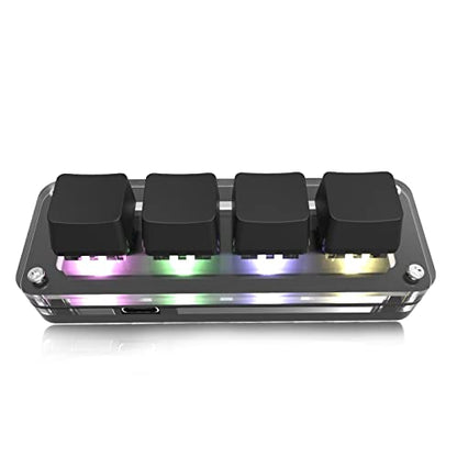 4 Keys Mini Keypad One Handed Mechanical Gaming Keyboard, Multifunctional Shortcut DIY Programmable Macro Keyboard, RGB Backlight, Plug and Play, OSU Gaming Keyboard for Office, Game, Music, etc.