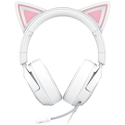 Razer Kraken Kitty V3 X Wired Gaming Headset, Kitty Ears, White | HyperClear Cardioid Mic, 40 mm Drivers, 7.1 Surround Sound, Comfy Ear Cushions, Cross-Platform via 3.5mm PC, PS5, Xbox - color: Mercury White