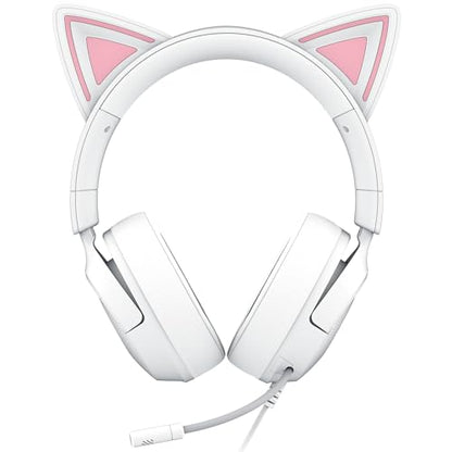 Razer Kraken Kitty V3 X Wired Gaming Headset, Kitty Ears, White | HyperClear Cardioid Mic, 40 mm Drivers, 7.1 Surround Sound, Comfy Ear Cushions, Cross-Platform via 3.5mm PC, PS5, Xbox - color: Mercury White