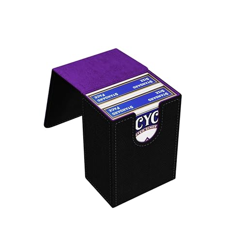 Double Decker Leather Poker Card Case - Holds Two Sets of Poker Size Cards - Premium Dual-Deck Holder with Stylish Design and Secure Closure (Black-Purple) - color: Black-Purple