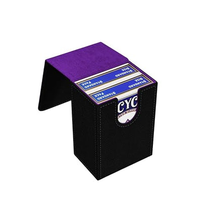 Double Decker Leather Poker Card Case - Holds Two Sets of Poker Size Cards - Premium Dual-Deck Holder with Stylish Design and Secure Closure (Black-Purple) - color: Black-Purple
