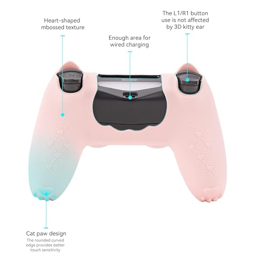 GeekShare Cat Paw DualSense Controller Skin Anti-Slip Silicone Skin Protective Cover Case for DualSense Wireless Controller -- Pink - color: Pink