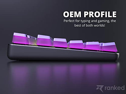Ranked Pudding v2 PBT Keycaps | 145 Double Shot Translucent ANSI US & ISO Layout | OEM Profile for Full Size, TKL, 75%, 65% and 60% RGB Mechanical Gaming Keyboard (Lavender) - color: Lavender