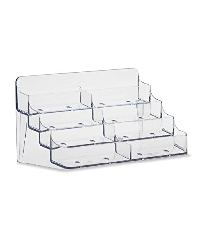 8 Pocket Desktop Clear Acrylic Business Card Holder - size: 1 Pack