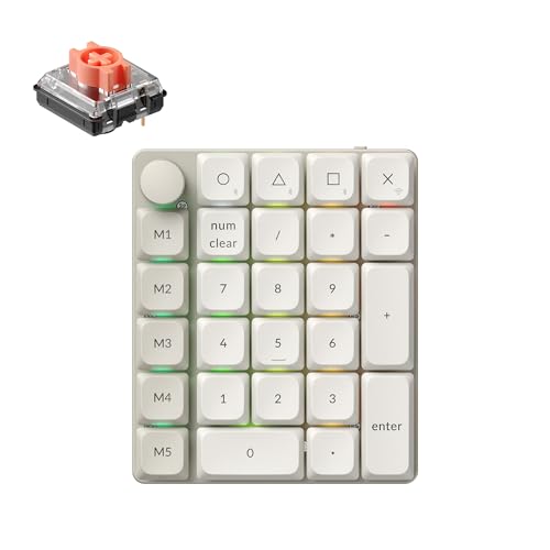 Keychron K0 Max QMK Wireless Custom Number Low-Profile RGB Backlit (Hot-Swappable) Silent Red Switch Keypad, 2.4 GHz & Bluetooth 5.3 Connection, 1000Hz Polling Rate - Retro Version - color: Silent Red Switch, size: Retro
