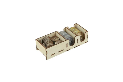 The Broken Token Game Organizer Compatible with Brass: Birmingham - Wooden Game Organizing Box with Multiple Trays