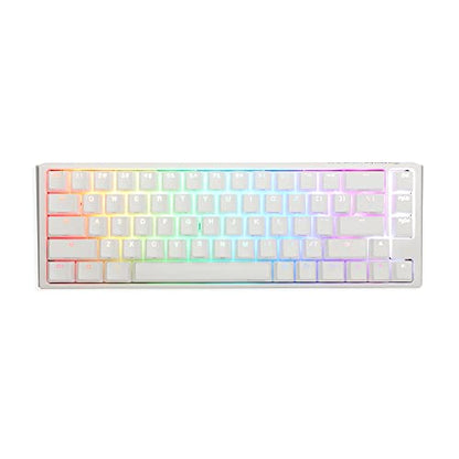 Ducky One 3 White 65% Mechanical Keyboard: Quack Mechanics Dampening, Hot-Swappable Cherry Red Switches, High-Density PBT Doubleshot Keycaps, RGB, US, White - color: Cherry MX Red