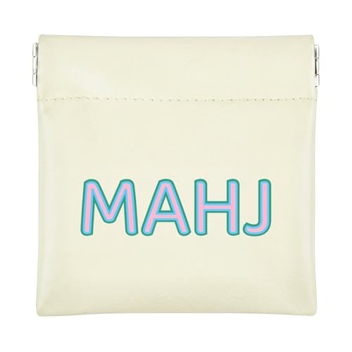 Mahjong Dice Bag Mini Tile Pouch,Solid,Milky | 3.8"x3.9" PU Leather Squeeze Closure, Compact Storage for Tiles Coins Travel, Ideal for Board Game Party Accessory - color: Milky