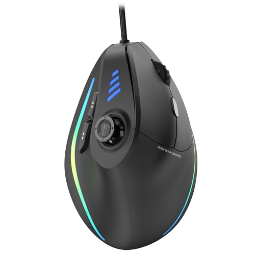 TRELC Gaming Mouse with 5 D Rocker, Vertical Ergonomic Mouse with 11 Programmable Buttons, 10000 DPI, On-Board Memory, Optical Computer Mice for PC/Laptop/E-Sports/Gamer (Wired)
