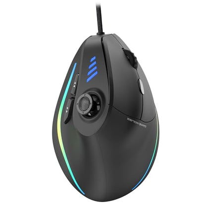 TRELC Wired Gaming Mouse with 5 D Rocker, 10000 DPI/11 Programmable Buttons, Vertical Ergonomic Mouse with On-Board Memory, Optical Computer Mice for PC/Laptop/E-Sports/Gamer - color: Wired, 10000 DPI