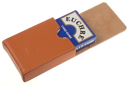 Hickoryville Euchre Playing Cards - 2 Euchre Decks in 1 Box Bundled with Tan Leather Storage Case