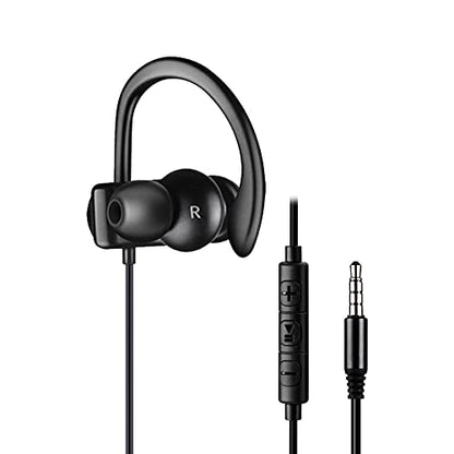 Single Earbud, One Ear Sport Earphone with Hook, Mono Headphone with Mic and in-line Control for Safe Driving, Biking, Running, Gaming and Working, for Right Ear Wearing Only, CGS09 | One Ear Mono Headphone with Mic & Ear Hook, for 3.5mm Audio Devices Use