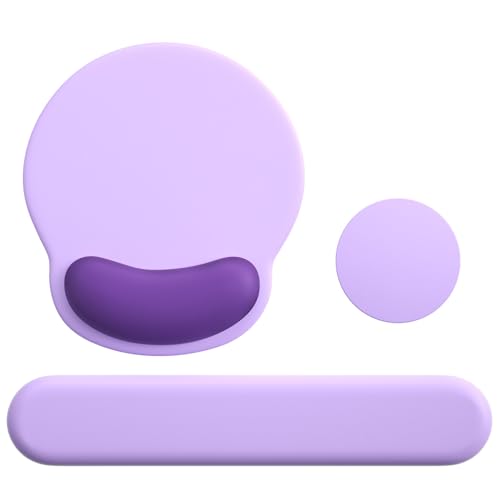 Mouse Pad with Keyboard Wrist Rest,Ergonomic Mouse Pad Wrist Support PU Base with Coaster,Mousepad with Nonslip Base for Computer Laptop Keyboard Home&Office - color: H-Purple