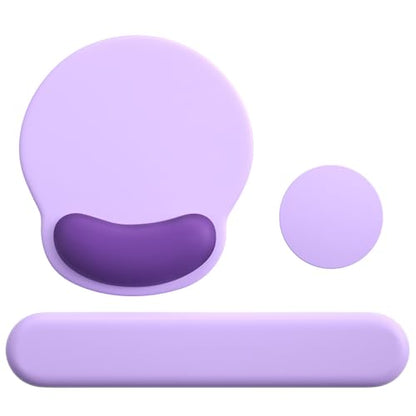 Mouse Pad with Keyboard Wrist Rest,Ergonomic Mouse Pad Wrist Support PU Base with Coaster,Mousepad with Nonslip Base for Computer Laptop Keyboard Home&Office - color: H-Purple
