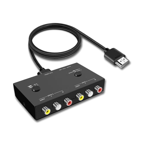 2Port RCA/AV to HDMI Converter Adapter for WII, N64, Xbox, PS1/2/3,DVD Players etc (2AV in-1 HDMI Out) - style: 2RCA to HDMI Converter