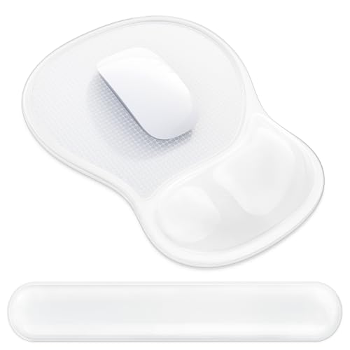 AKIT Ergonomic Mouse Pad and Keyboard Wrist Rest, Gel Wrist Rest for Computer Keyboard, Non-Slip Base, Pain Relief, Mousepad Set for Gaming, Home and Office, Clear - color: Clear