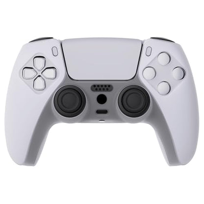 PlayVital Transparent Clear White Pure Series Anti-Slip Silicone Cover Skin for ps5 Controller, Soft Rubber Case for ps5 Wireless Controller with Clear White Thumb Grip Caps - color: Transparent Clear White