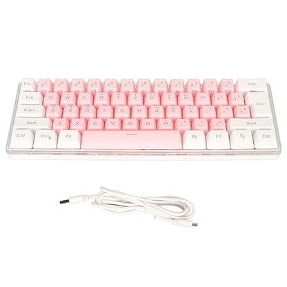 ZJchao Gaming Keyboard 60% Layout Mechanical Keyboard 61 Keys Wired RGB Compact Keyboard for Typist (White Pink) - size: White Pink