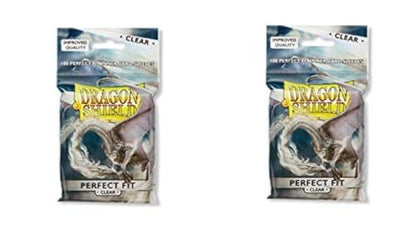 2 Packs Dragon Shield Inner Sleeve Clear Standard Size 100 ct Card Sleeves Individual Pack - color: Perfect Fit X2, size: Standard Size