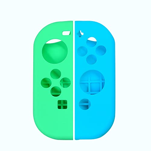 Soft Silicone Case Anti-Slip Shell Cover Replacement for Nintendo Switch Joycon Cover (Blue+Green) - color: Blue+Green