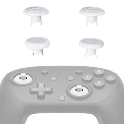 eXtremeRate ThumbsGear Interchangeable Ergonomic Thumbsticks for Nintendo Switch 2 Pro Controller, Replacement Analog Thumb Sticks & Tools, 2 Height Adjustable Convex & Concave Grip Joysticks - White - color: White