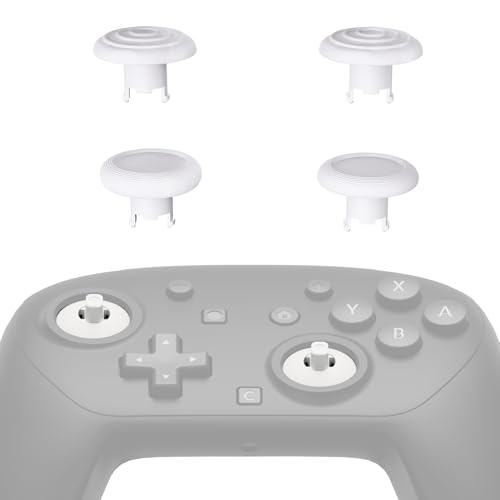 eXtremeRate ThumbsGear Interchangeable Ergonomic Thumbsticks for Nintendo Switch 2 Pro Controller, Replacement Analog Thumb Sticks & Tools, 2 Height Adjustable Convex & Concave Grip Joysticks - White - color: White