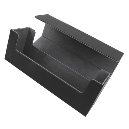 Ymiko Large Capacity Card Storage Box with Magnetic Closure PU Leather Deck Box for 400+ Trading Cards Compact - color: Black