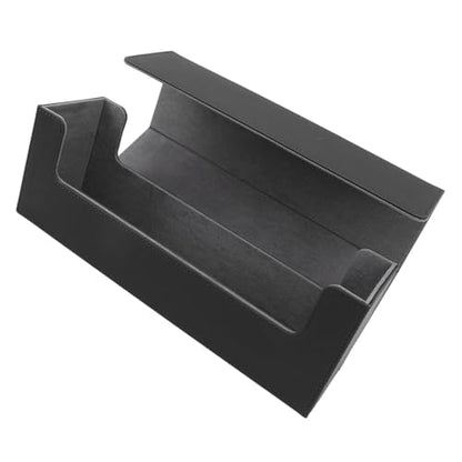 Ymiko Large Capacity Card Storage Box with Magnetic Closure PU Leather Deck Box for 400+ Trading Cards Compact - color: Black