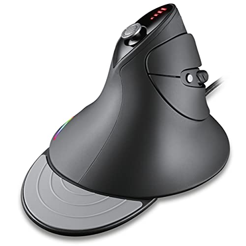 MOJO Silent Vertical Gaming Mouse - Ergonomic Mouse for PC Gaming w/ 4 Directional Joystick Buttons, Adjustable DPI (1000-10000), Custom Software, Macros, and More - style: Wired Vertical