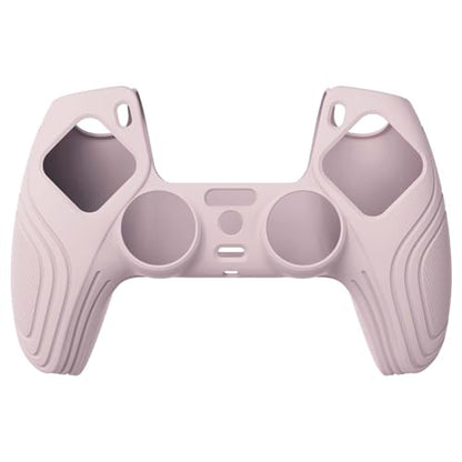 eXtremeRate PlayVital Samurai Edition Cherry Blossoms Pink Anti-Slip Controller Silicone Skin for ps5, Ergonomic Soft Rubber Protective Case for ps5 with White Thumb Stick Caps - color: Cherry Blossoms Pink