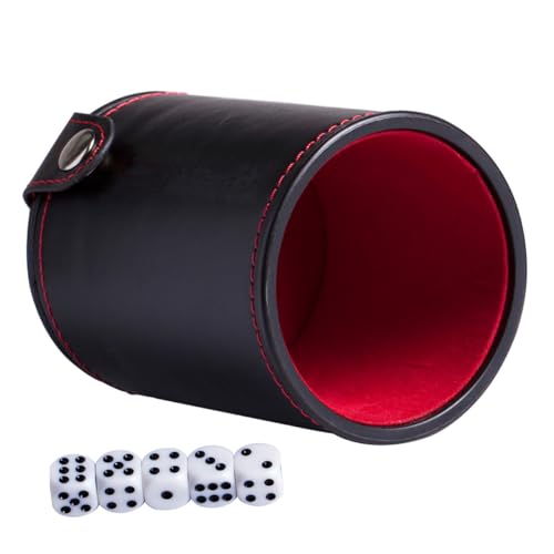 PU Leather Dice Cup with Double-Layer Lid Portable Dice Shaker for Bar Games Table Games Smooth Easy-Clean PU Material Professional Storage Container