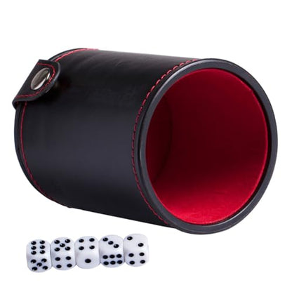 PU Leather Dice Cup with Double-Layer Lid Portable Dice Shaker for Bar Games Table Games Smooth Easy-Clean PU Material Professional Storage Container