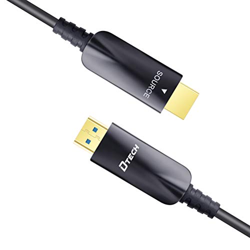 DTECH 25ft Fiber Optic HDMI Cable 4K 60Hz 1080p HD Video 3D ARC HDCP CEC High Speed Long Cord for Computer Monitor TV Projector (25 Feet, Black) - size: 25ft