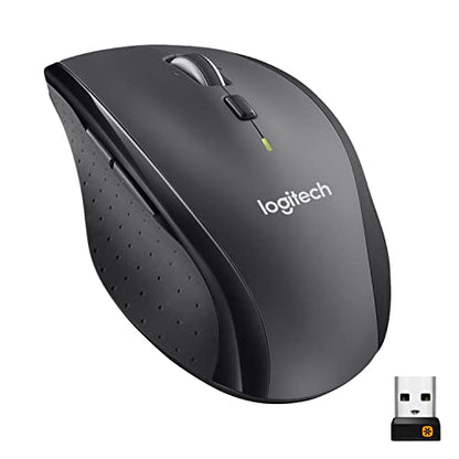 Logitech M705 Marathon Full Size 2.4 GHz Wireless Mouse - Black | Hyper-fast wheel, USB-A Nano Receiver, 5 customizable buttons, Windows Mac Linux compatible, certified for Chrome - style: M705