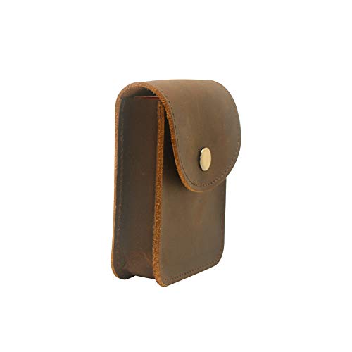 Playing Card Case,Genuine Leather Deck Card Holder for Magicians Poker Players Camping Holidays Trips -Brown - color: Single deck
